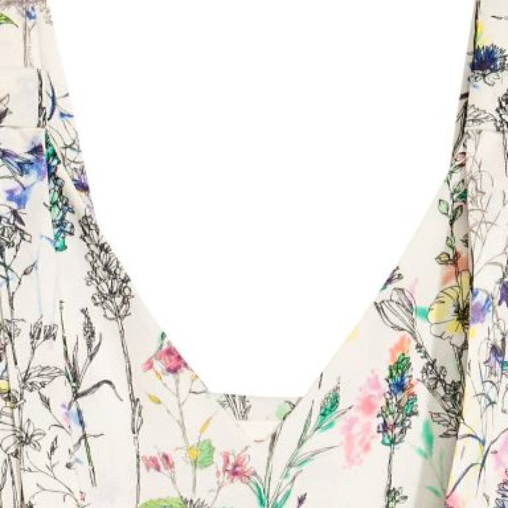 H&M SUMMER DRESS Size 4 Natural white/Floral Crêpe Knee-length - Picture 12 of 16